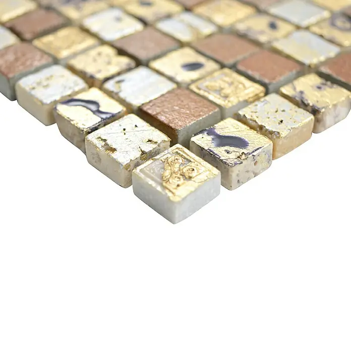Mosaikfliese Quadrat XAM 57 - 30 x 30 cm, Gold/Bronze, Glänzend