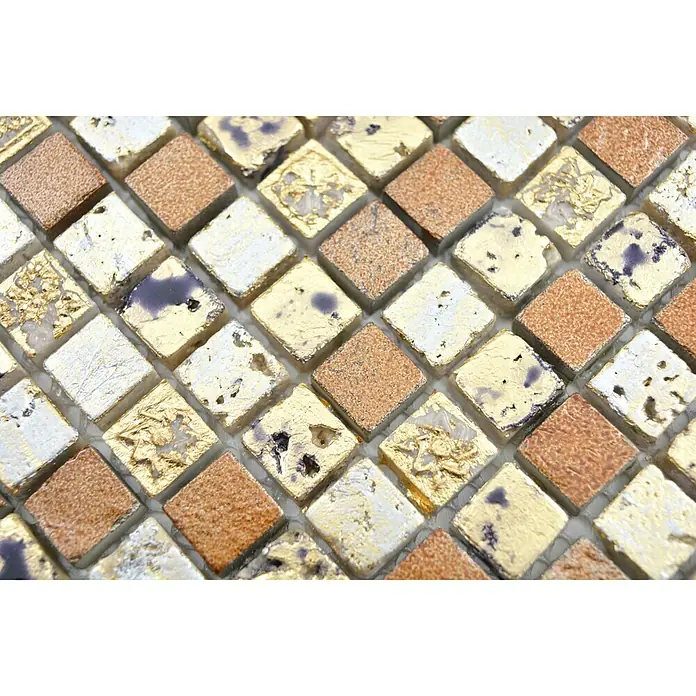 Mosaikfliese Quadrat XAM 57 - 30 x 30 cm, Gold/Bronze, Glänzend