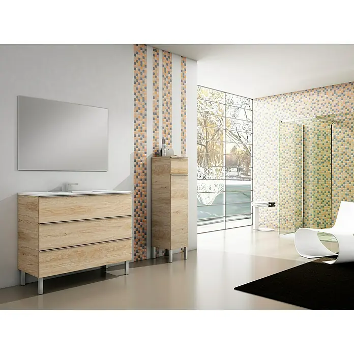 Mueble de lavabo Roma - 45 x 100 x 69 cm, Nebraska natural, Mate
