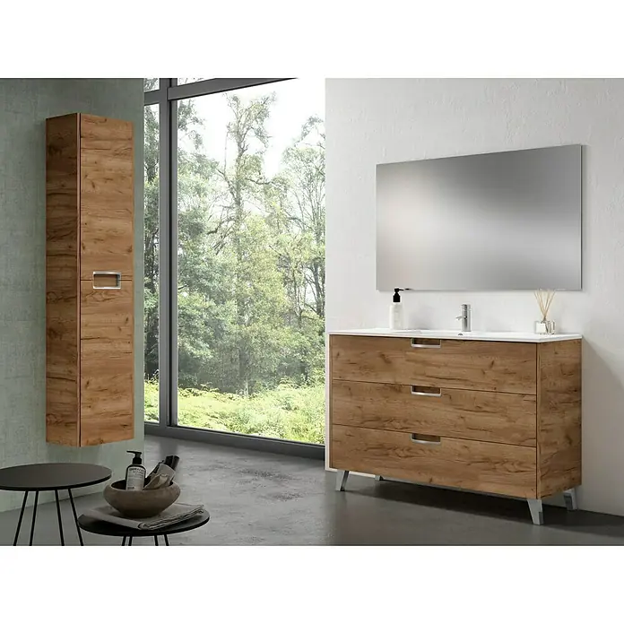 Mueble de lavabo Briseis - L x An x Al: 46 x 120 x 85 cm, Tabaco, Mate