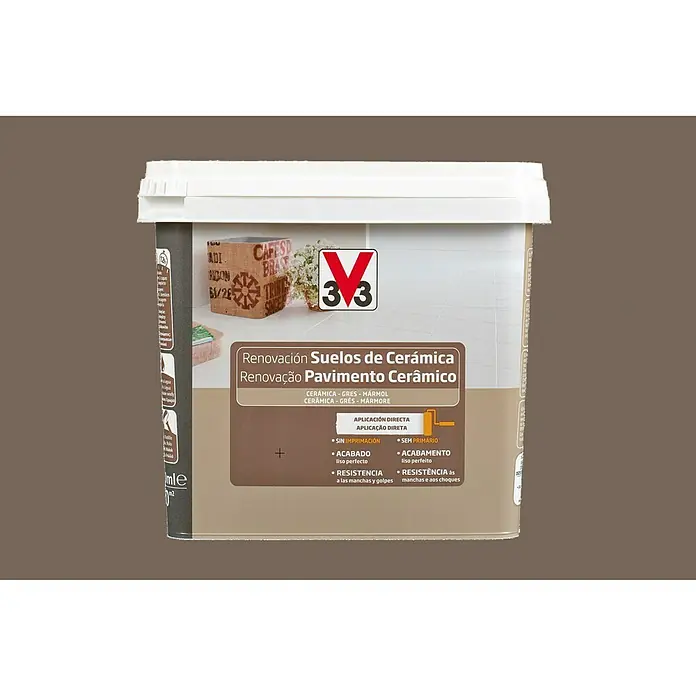 V33 Esmalte de color Renovación suelos de cerámica - Marrón, 750 ml, Satinado