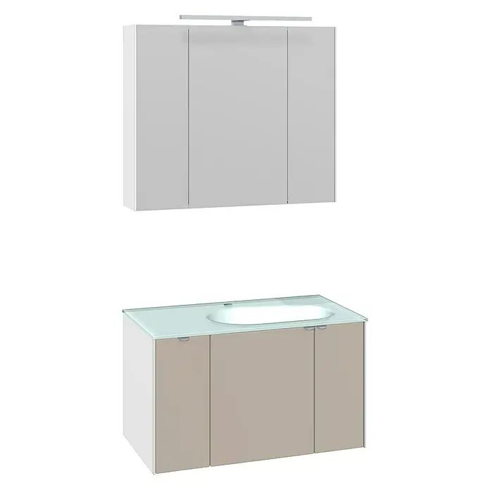 Camargue Badmöbel-Set Balando - 82 cm, 3 -tlg., Kieselgrau, Glänzend