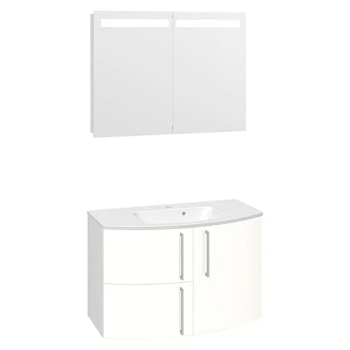 Scanbad Badmöbel-Set Modern+ - 90 cm, 3 -tlg., Weiß, Hochglanz