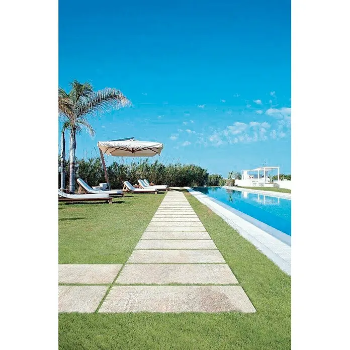 Momastela Feinsteinzeugfliese Titanio - 40 x 80 cm, Beige/Grau, Glasiert