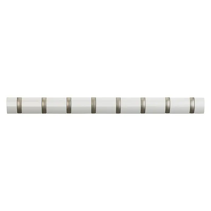Umbra Garderobenleiste Flip - L x B x H: 81,3 x 2,5 x 7,6 cm, Anzahl Haken: 8 Stk., Weiß - Vorderansicht