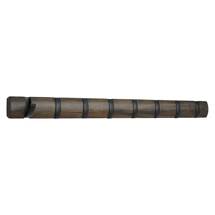 Umbra Garderobenleiste Flip - L x B x H: 81,3 x 2,5 x 7,6 cm, Anzahl Haken: 8 Stk., Walnuss - Linke Seitenansicht