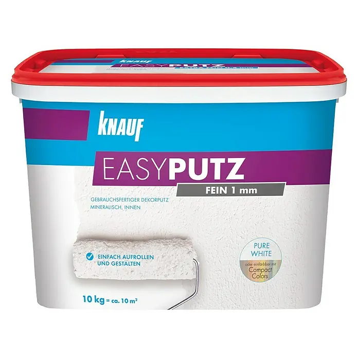 Knauf Easyputz Fein - Weiß, 10 kg, Korngröße: 1 mm - Vorderansicht