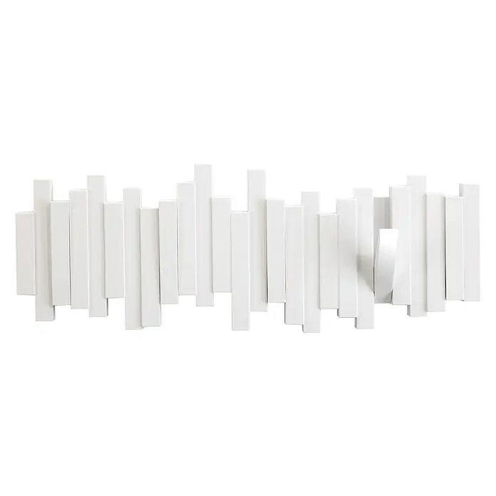 Umbra Garderobenleiste Sticks - L x B x H: 46 x 3 x 18 cm, Anzahl Haken: 5 Stk., Weiß - Vorderansicht