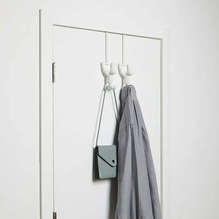 Umbra Türgarderobe Buddy - L x B x H: 22 x 6 x 32 cm, Anzahl Haken: 2 Stk., Weiß - Stimmungsaufnahme