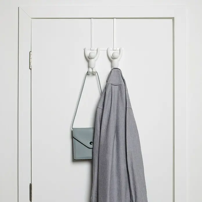 Umbra Türgarderobe Buddy - L x B x H: 22 x 6 x 32 cm, Anzahl Haken: 2 Stk., Weiß - Stimmungsaufnahme