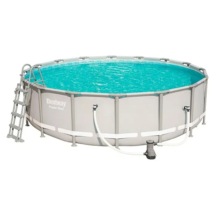 Bestway Frame-Pool-Set Power Steel - Ø x H: 488 x 122 cm, 19.480 l, Grau