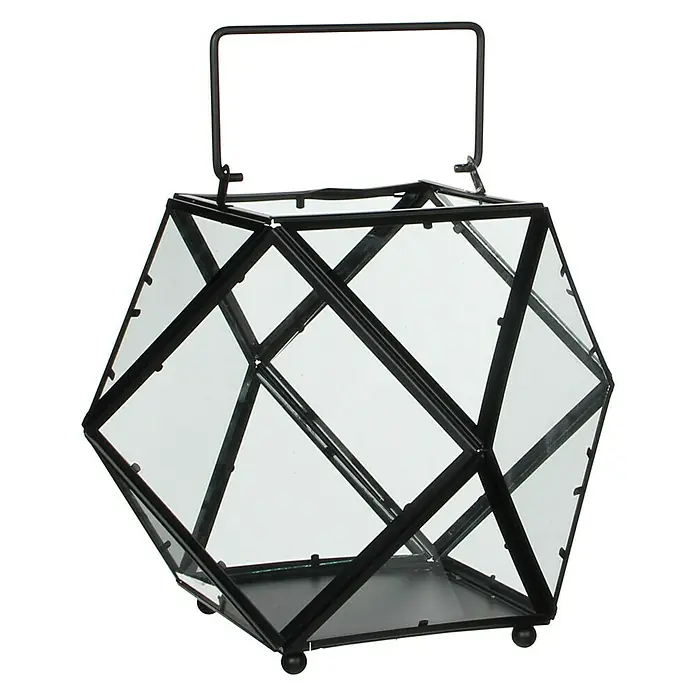 Farolillo metálico Lois - L x An x Al: 30 x 30 x 24 cm, Negro