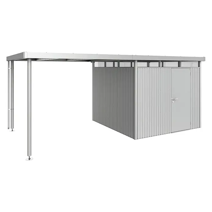 Biohort HighLine Seitendach H4 - Passend für: Biohort Gerätehaus HighLine H4, Silber Metallic, 2,75 x 2,75 m - Linke Seitenansicht