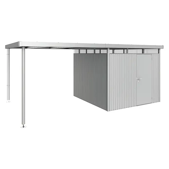 Biohort HighLine Seitendach H5 - Passend für: Biohort Gerätehaus HighLine H5, Silber Metallic, 2,75 x 3,15 m - Linke Seitenansicht