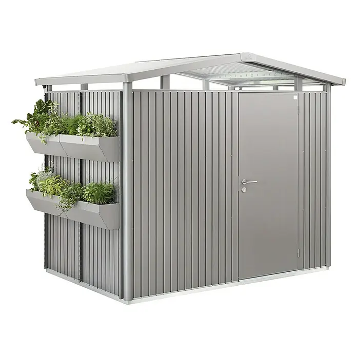 Biohort Blumenkasten FloraBoard - Länge: 82 cm, Quarzgrau Metallic - Linke Seitenansicht