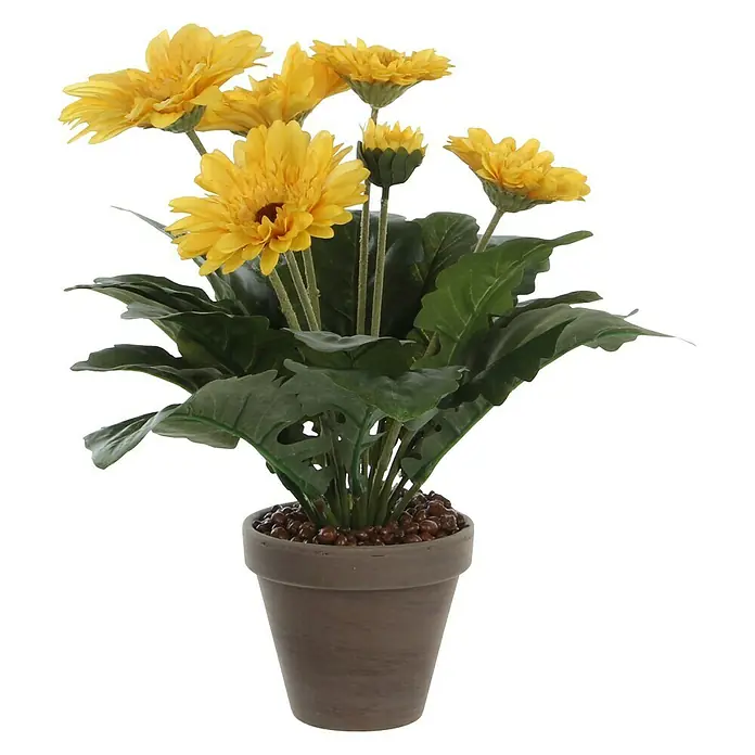 Planta artificial Gerbera - Altura: 35 cm, Amarillo, Plástico