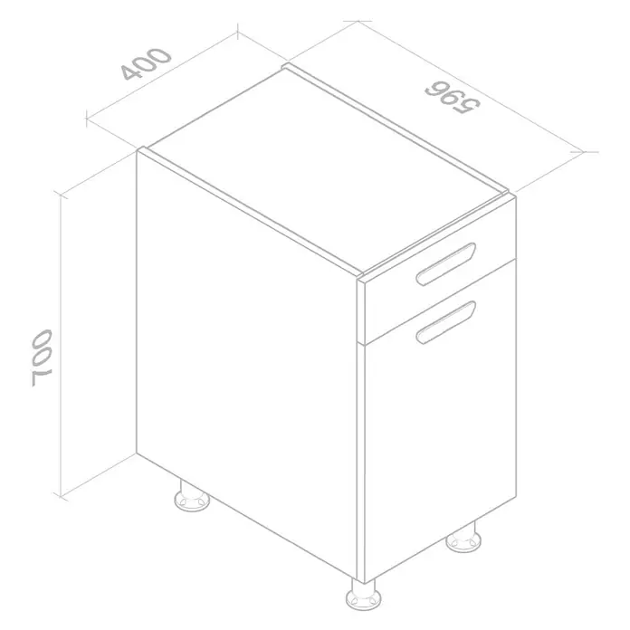 Top Element H Armario bajo con cajón - L x An x Al: 58 x 40 x 70 cm, Haya