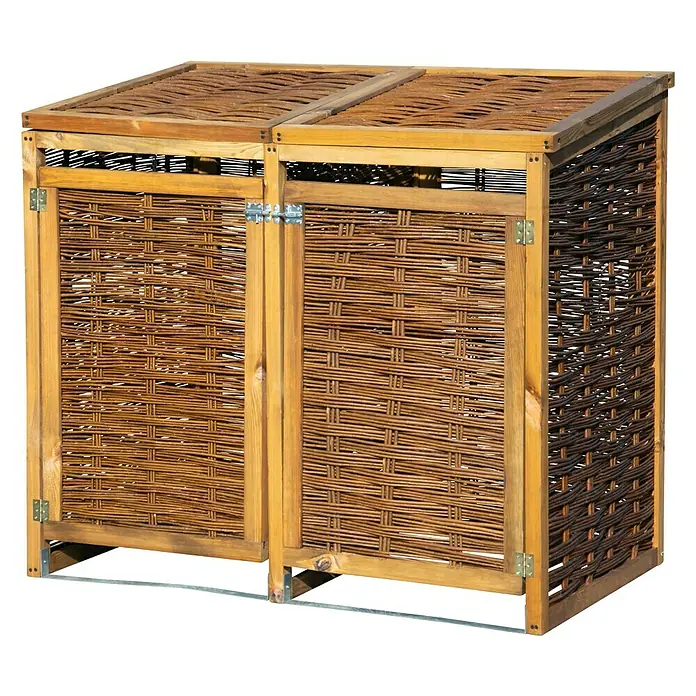 Dobar Mülltonnenbox Verkleidung - 125 x 80 x 115 cm, Geeignet für: 2 Mülltonnen - Vorderansicht