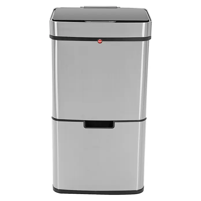 Hailo Mülltrennsystem Öko Vario - 2 x 25 l + 1 x 4 l, Edelstahl, Rechteckig, Edelstahl - Vorderansicht