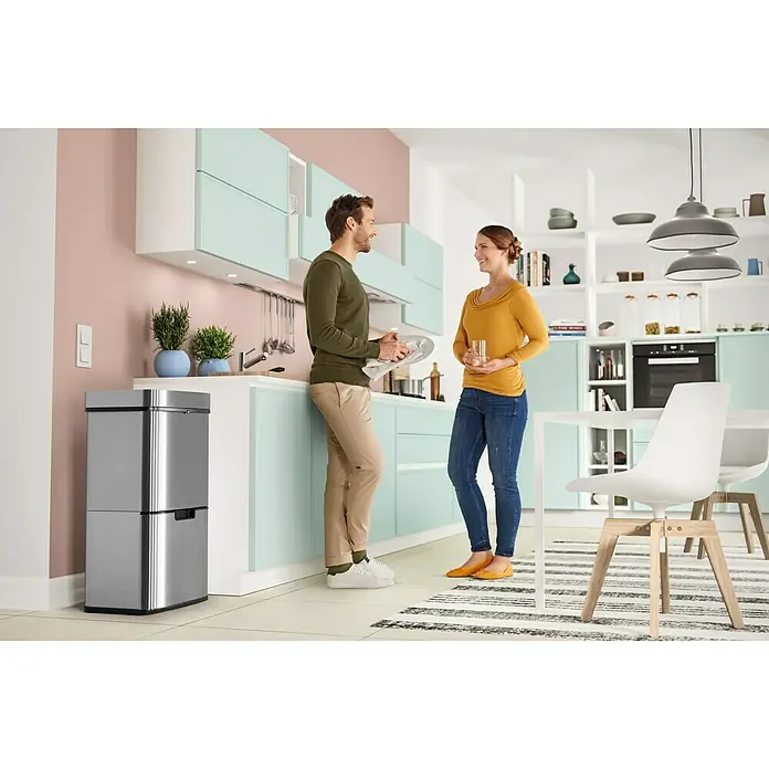 Hailo Mülltrennsystem Öko Vario - 2 x 25 l + 1 x 4 l, Edelstahl, Rechteckig, Edelstahl - Stimmungsaufnahme