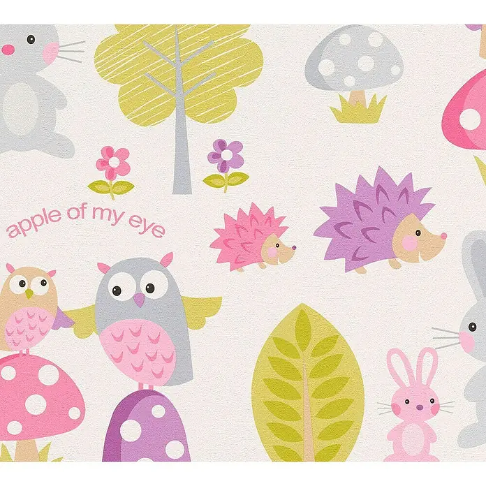 AS Creation Boys And Girls 6 Papiertapete Eule Apple Of My Eye - Bunt, Motiv, 10,05 x 0,53 m - Detailaufnahme