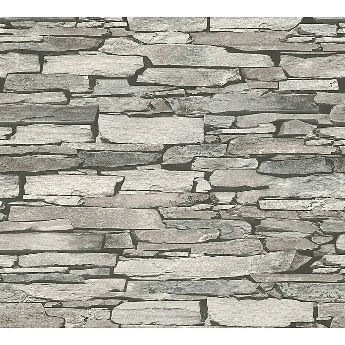 Lutèce Authentic Walls Strukturtapete Stein - Grau/Beige, Steinoptik, Reliefstruktur, 10,05 x 0,53 m - Detailaufnahme