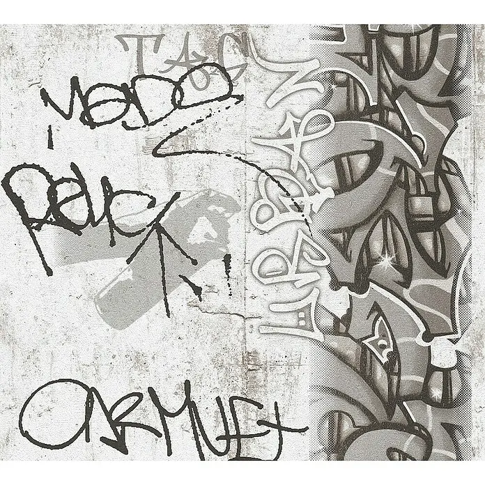 AS Creation Boys And Girls 6 Papiertapete Graffiti - Schwarz, Grafisch, 10,05 x 0,53 m - Detailaufnahme