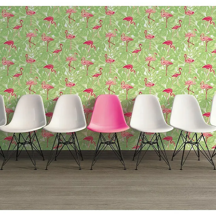 AS Creation Boys And Girls 6 Vliestapete Flamingo - Grün/Pink, Motiv, 10,05 x 0,53 m - Stimmungsaufnahme