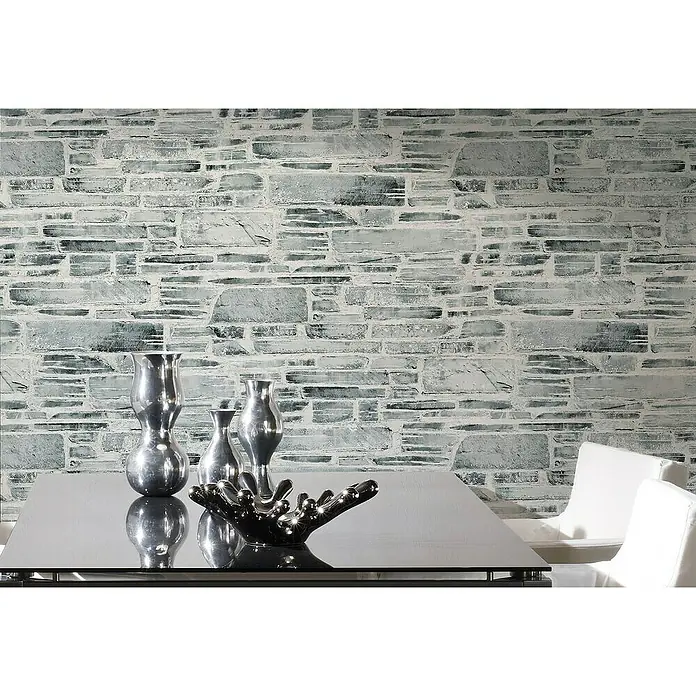 AS Creation Il Decoro Papiertapete Steine - Grau, Steinoptik, 10,05 x 0,53 m - Stimmungsaufnahme