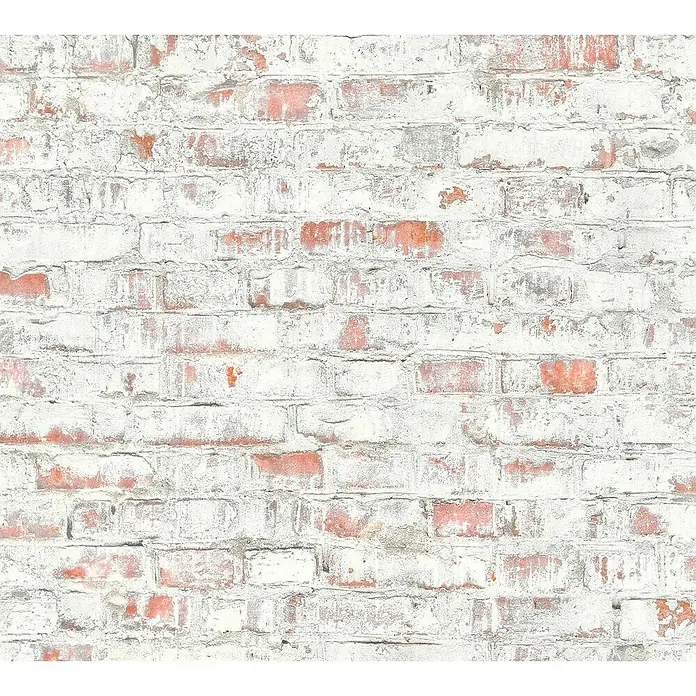 Lutèce Authentic Walls 2 Vliestapete - Rot/Weiß, Steinoptik, 10,05 x 0,53 m - Detailaufnahme
