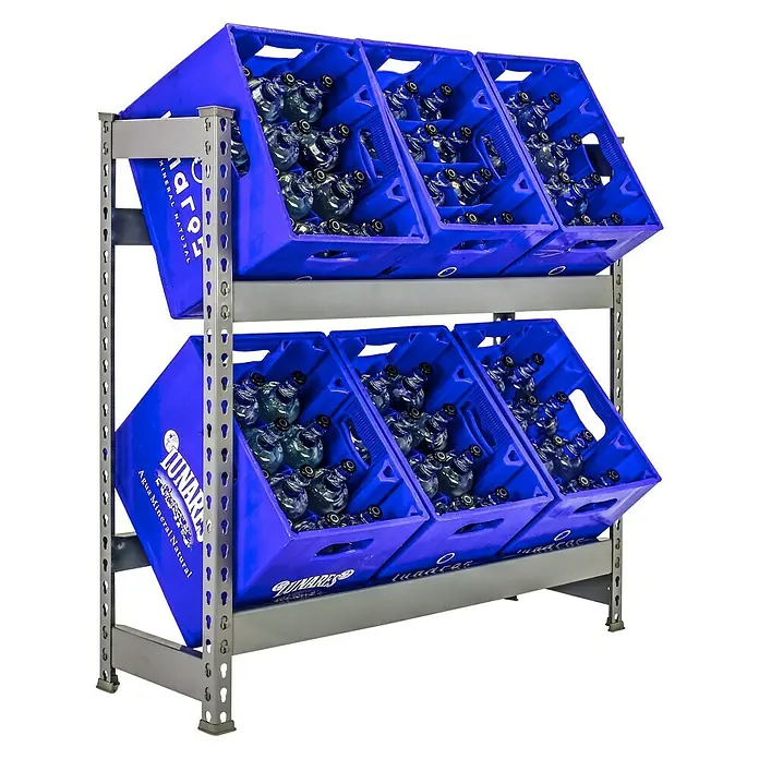 Simonrack Simonbottle Metall-Getränkekistenregal Bottleclick - L x B x H: 30 x 100 x 100 cm, Traglast: 100 kg/Boden, Anzahl Böden: 2 Stk., Grau - Linke Seitenansicht