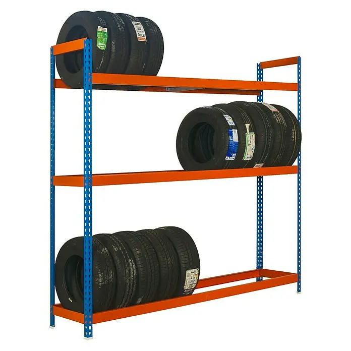 Simonrack Simonauto Metall-Reifenregal Auto Forte - L x B x H: 45 x 120 x 200 cm, Traglast: 120 kg/Boden, Anzahl Böden: 3 Stk., Blau/Orange - Ansicht von oben