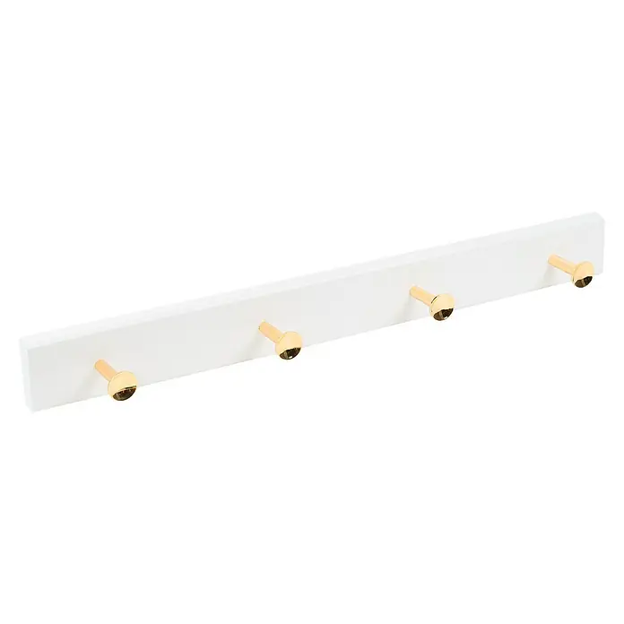Nesu Perchero 9014 - L x An x Al: 48,5 x 5 x 4,9 cm, Número de ganchos: 4 ud., Blanco/Dorado