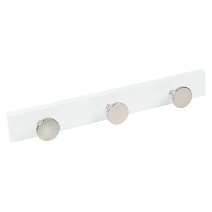 Nesu Perchero 9012 - L x An x Al: 35,8 x 5 x 5,7 cm, Número de ganchos: 3 ud., Blanco/Acero inoxidable