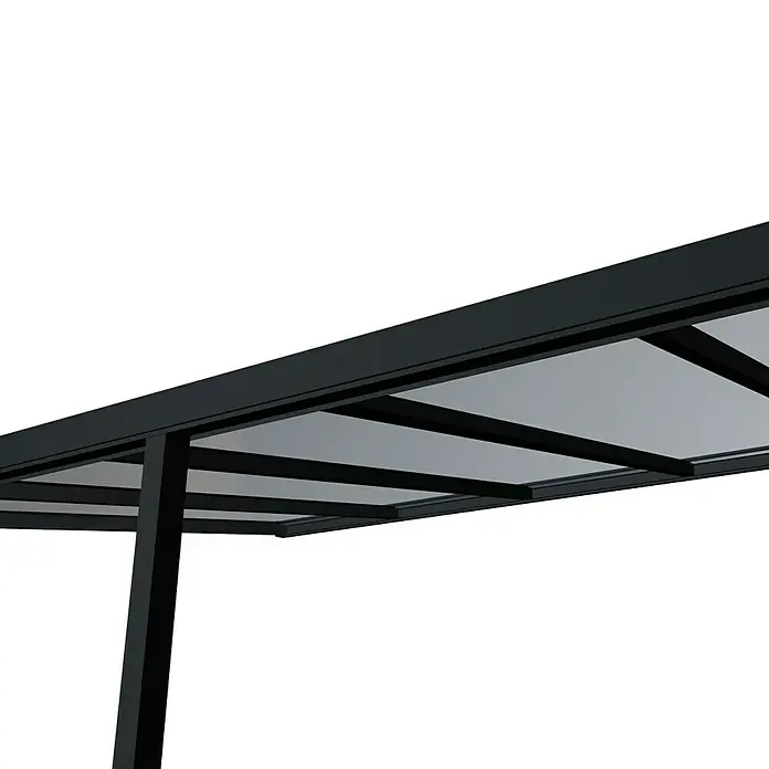 Terrasoverkapping Easy Edition - l x d: 500 cm x 300 cm, Gelaagd veiligheidsglas VSG, Antracietgrijs, Helder - Zicht van beneden