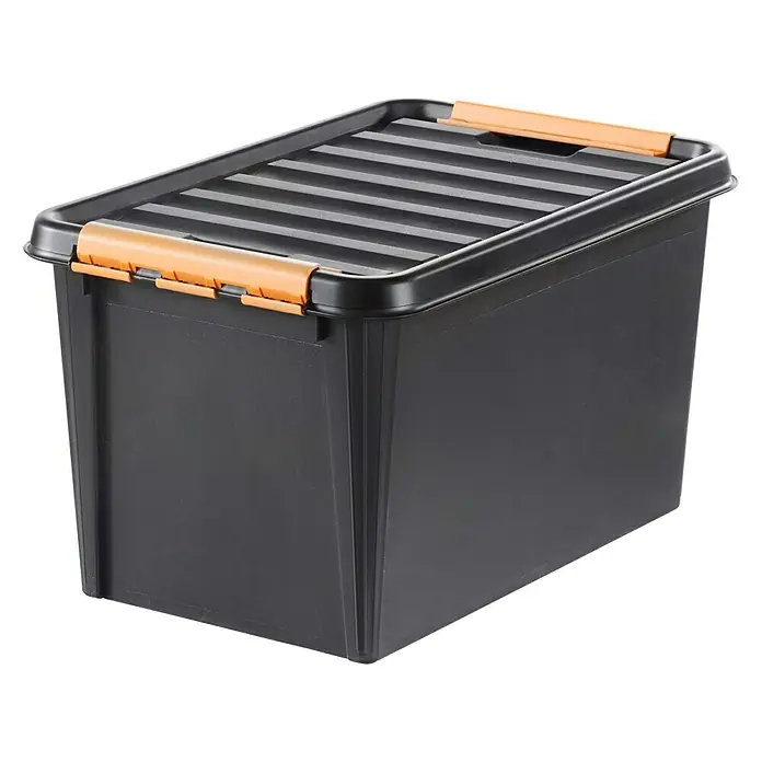 SmartStore Aufbewahrungsbox Pro - L x B x H: 59 x 39 x 34 cm, Kunststoff, Schwarz - Linke Seitenansicht