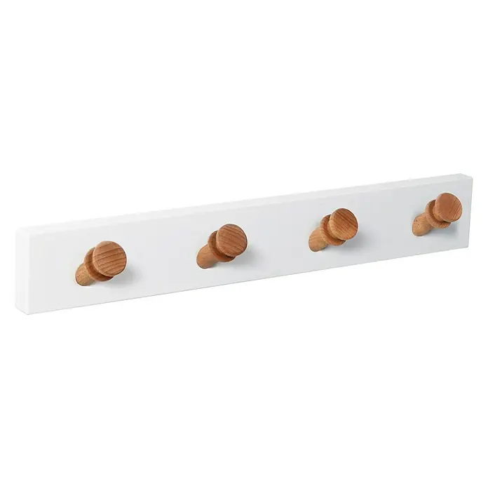 Nesu Perchero 9401 - L x An x Al: 60 x 6 x 1,6 cm, Madera, Blanco/Natural
