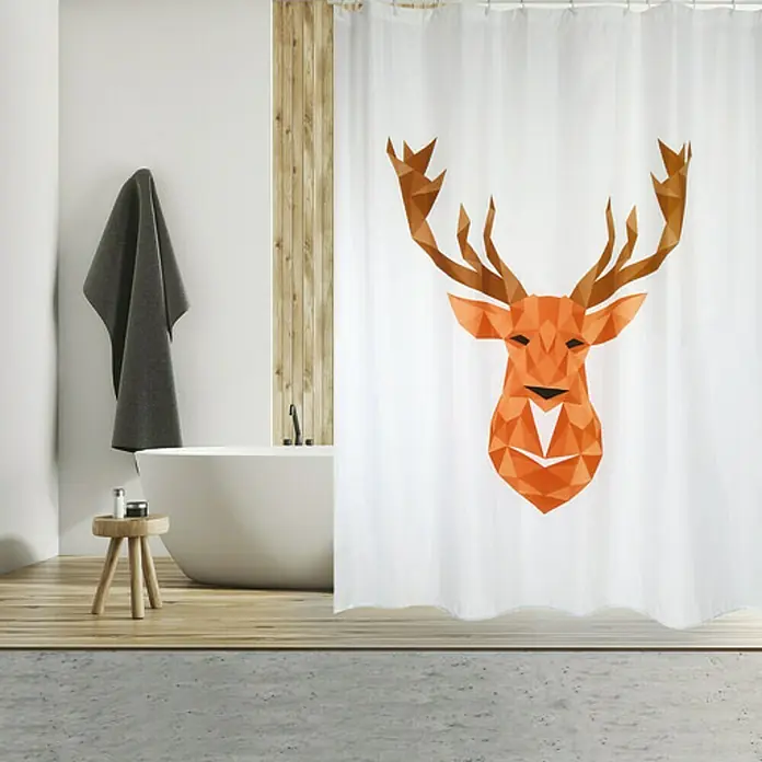 Venus Cortina de baño textil Ciervo - An x Al: 180 x 200 cm, Anaranjado, Blanco
