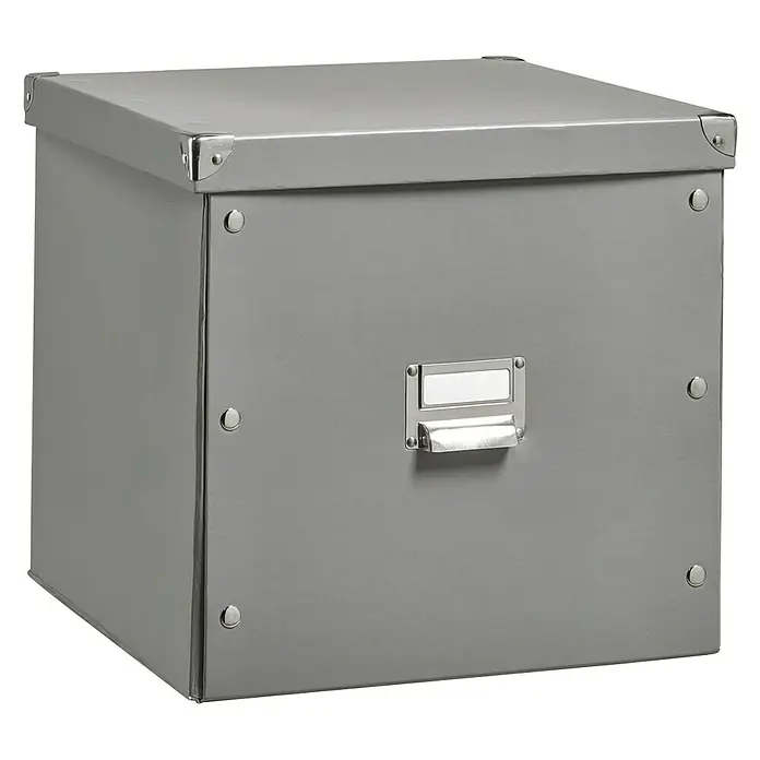 Zeller Present Aufbewahrungsbox - L x B x H: 33,5 x 33 x 32 cm, Pappe, Grau - Linke Seitenansicht
