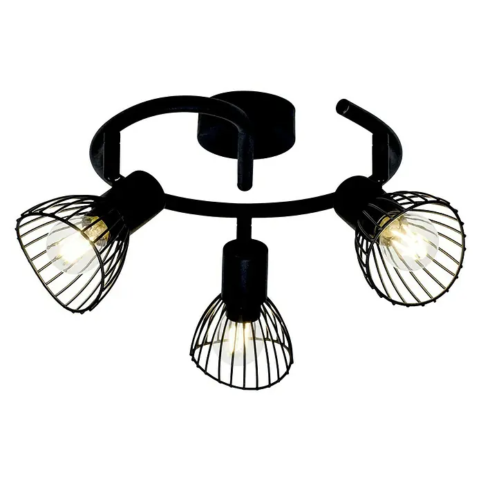 Regleta redonda Polam - 40 W, Ø x Al: 25 x 15 cm, Negro, E14