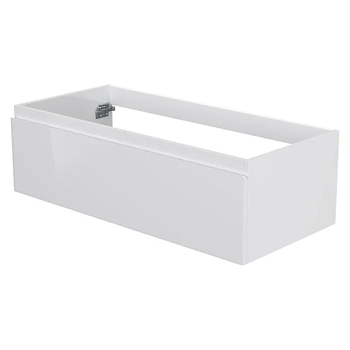Camargue Espacio Kupaonski ormarić za nasadni umivaonik - 100 x 46 x 30 cm, 1 ladica, Gama bijela sjaj - Pogled sprijeda