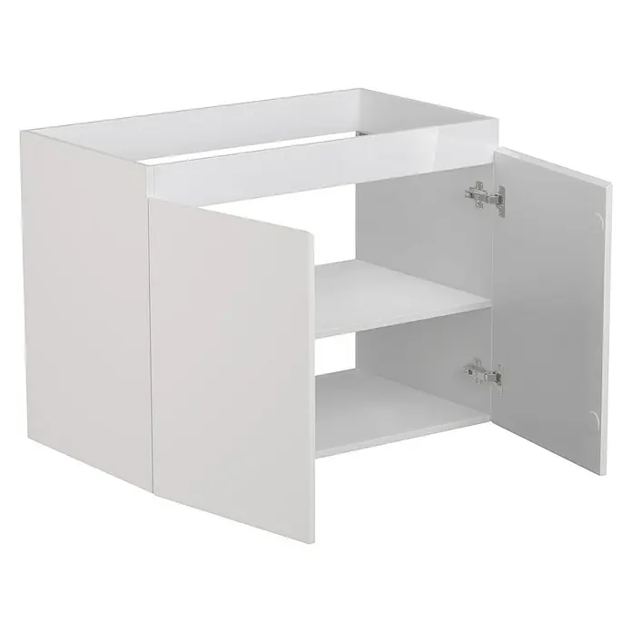 Camargue Espacio Kupaonski ormarić za nasadni umivaonik - 60 x 46 x 60 cm, 2 vrata, Gama bijela sjaj - Pogled sprijeda