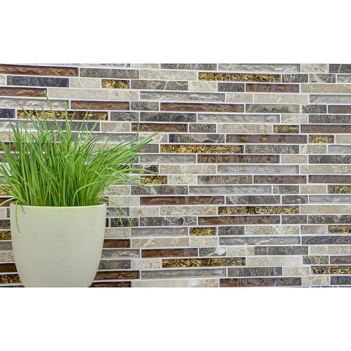 Mozaïektegel Crystal Mix Verband - 29,8 x 33,8 cm, Beige/Bruin, Glanzend - Toepassingsvoorbeeld