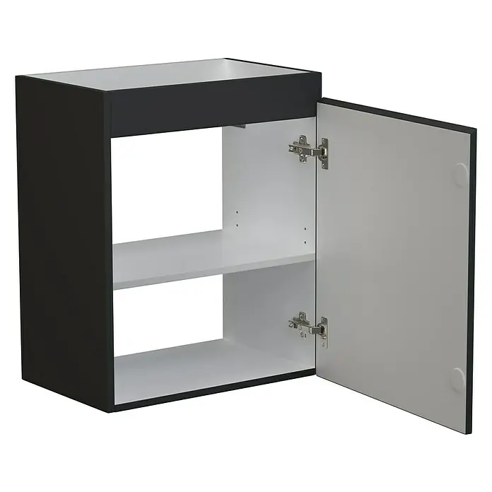 Camargue Espacio Kupaonski ormarić za nasadni umivaonik - 50 x 33 x 60 cm, 1 vrata, Gama antracit mat - Pogled sprijeda