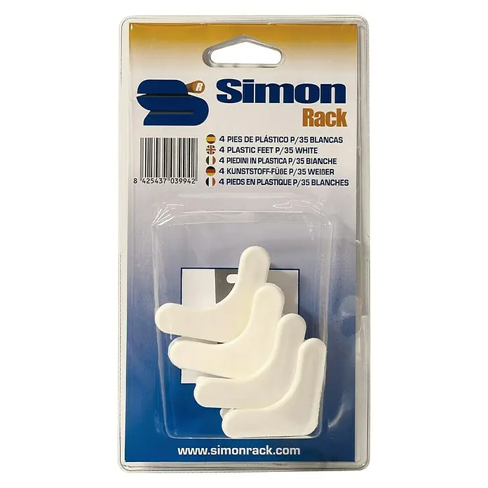Simonrack Pie de estantería - 4 ud., Específico para: Estantes Simonrack, Blanco