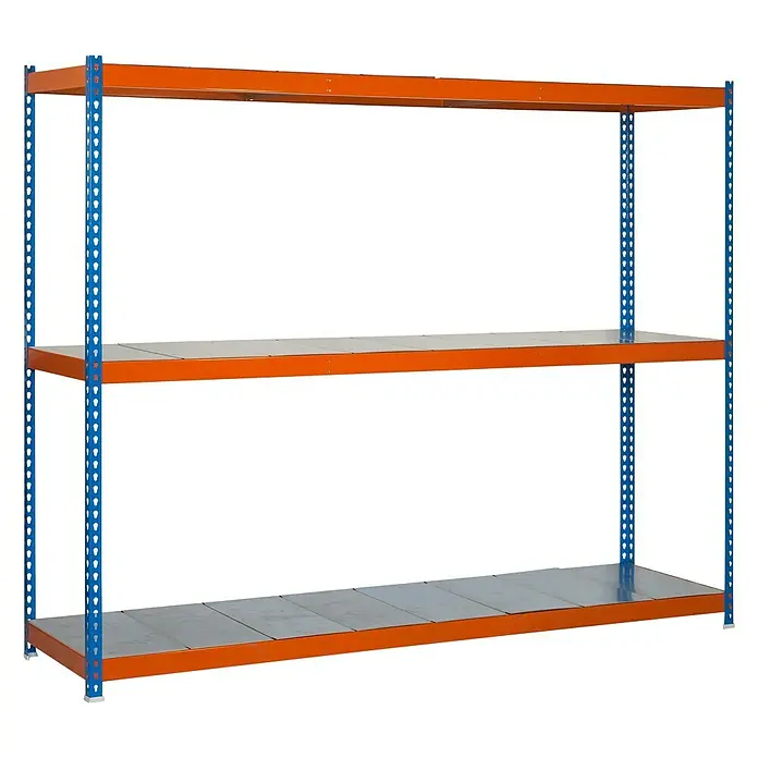 Simonrack Ecoforte Estructura de estantería Metal - L x An x Al: 45 x 120 x 150 cm, Capacidad de carga: 400 kg/balda, Número de baldas: 3 ud., Azul/Naranja