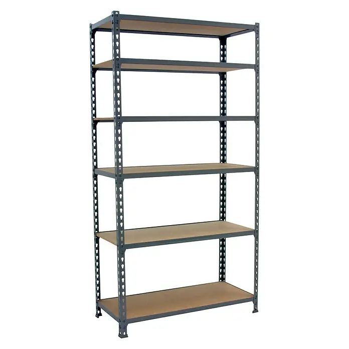 Simonrack Maderclick Estantería metálica - L x An x Al: 30 x 90 x 250 cm, Capacidad de carga: 150 kg/balda, Número de baldas: 6 ud., Gris