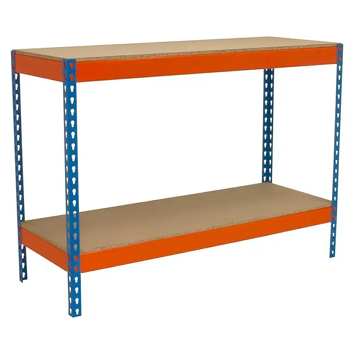 Simonrack Simonwork Mesa de trabajo Basic 2 - L x An x Al: 60 x 120 x 90 cm, Capacidad de carga: 400 kg, Azul/Naranja