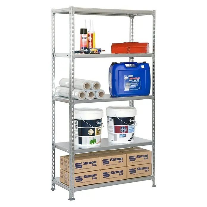 Simonrack Simonclick Estantería metálica Plus - L x An x Al: 50 x 100 x 200 cm, Capacidad de carga: 180 kg/balda, Número de baldas: 5 ud., Inserción, Galvanizado