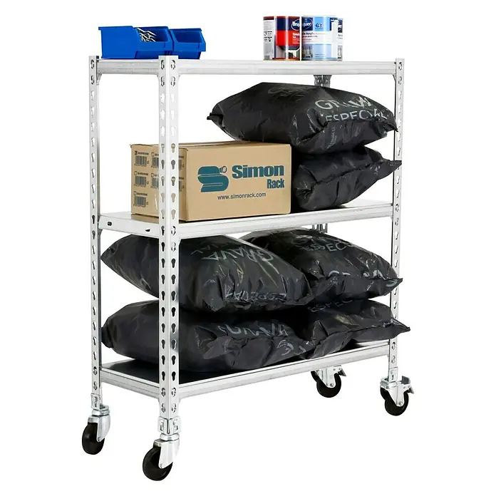 Simonrack Simonclick Estantería metálica Mobile Superplus - L x An x Al: 40 x 110 x 90 cm, Capacidad de carga: 180 kg/balda, Número de baldas: 3 ud., Galvanizado